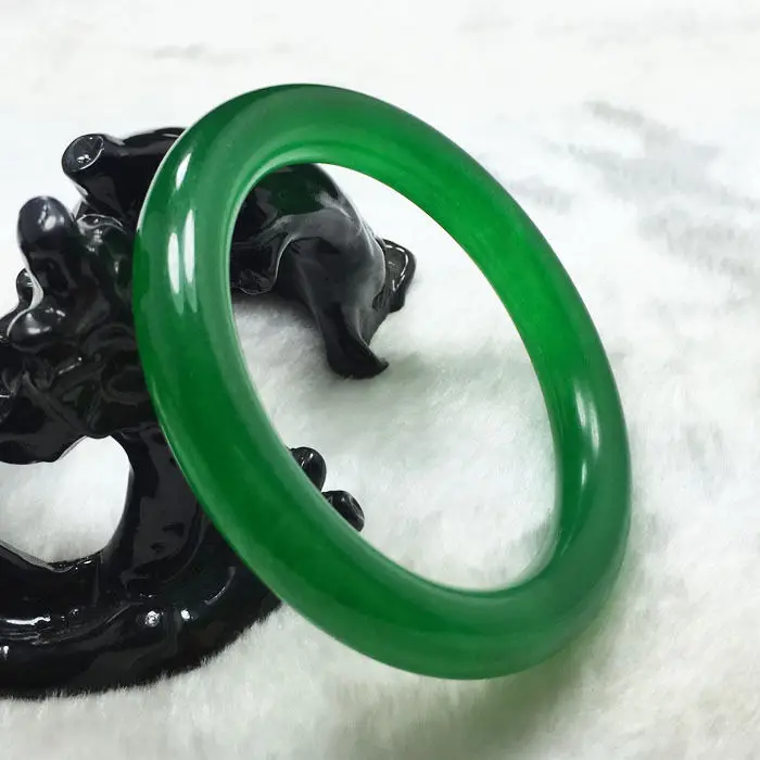 Винтажный китайский браслет с натуральным Изумрудом и зеленым нефритом 57 мм