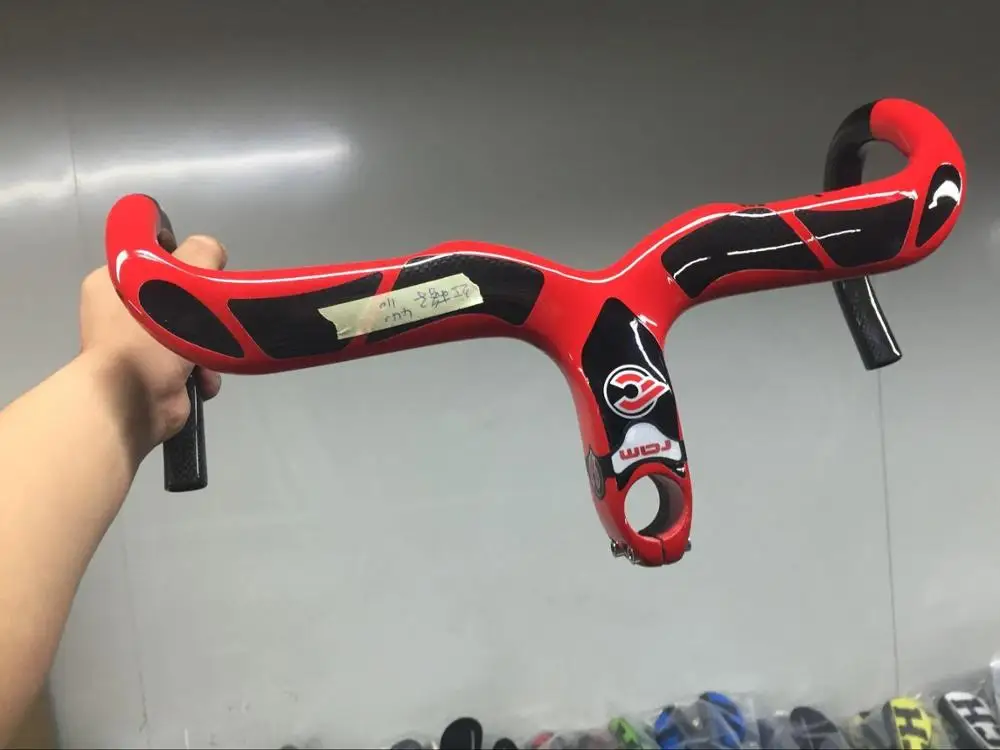 Ram 2 Cinelli Ram 2 Ram3 полностью углеродное волокно дорожный Интегрированный руль с углеродным стержнем многоцветный руль глянец - Цвет: Ram 2