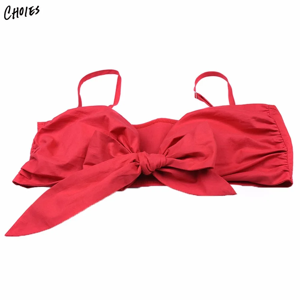 Красный ремень спагетти Bow Tie Front Bralette в Для женщин Бюстгальтеры для Сексуальная