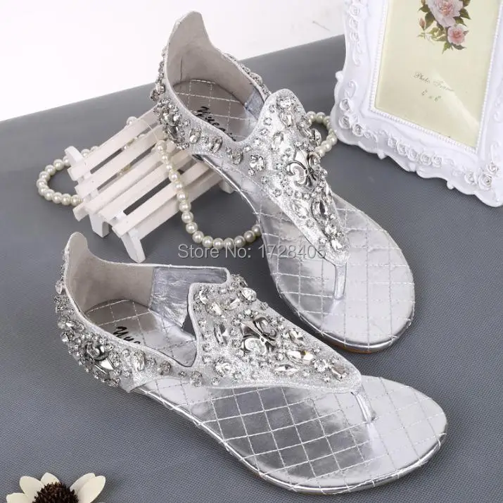 In the summer of 2015 new Roman set auger Bohemia thong low with beaded rhinestone fashion lady flat sandals 092 |