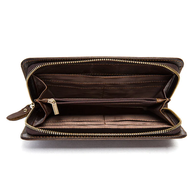 2017 Топ Натуральной Кожи мужская С Длинным Бумажник Большой Емкости Мульти Карта