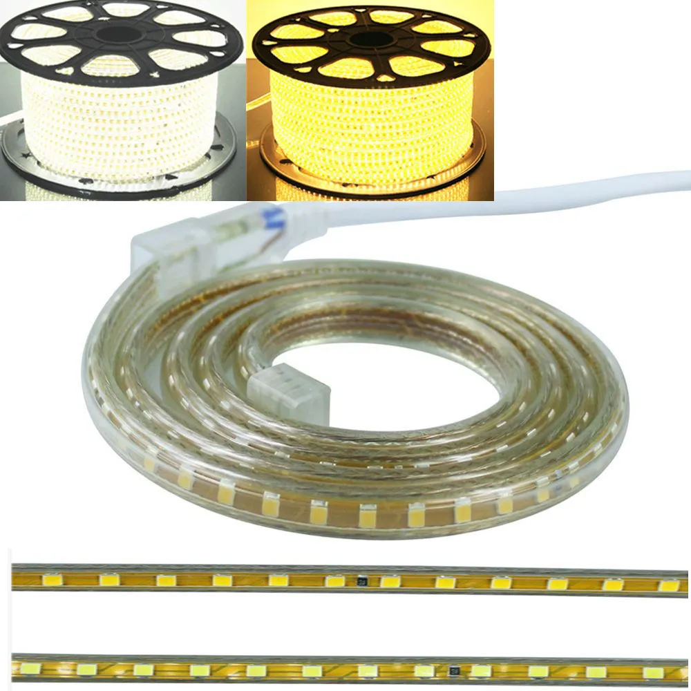 Гибкая светодиодная лента 220 В 2835 SMD 120 светодиодов/м желтая печатная плата 1 м/2 м/3