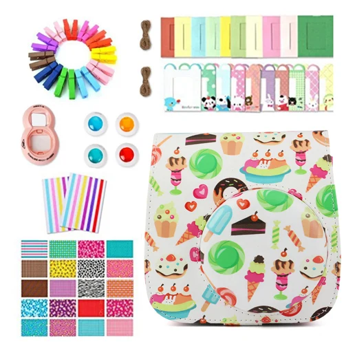 Accessories Set 7 в 1 аксессуары набор Кекс/Десерт Дело фоторамка Камера наклейки стены кадр клип с веревкой для Fujifilm instax Mini 8 9 - Цвет: Accessories Set