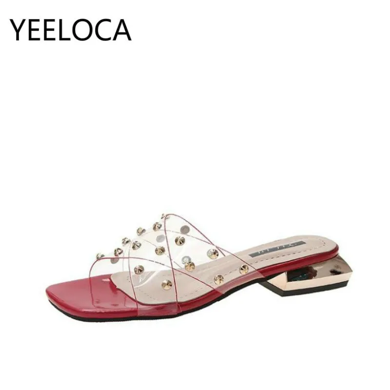 YEELOCA/женские слипоны с квадратным носком на высоком каблуке Пикантные