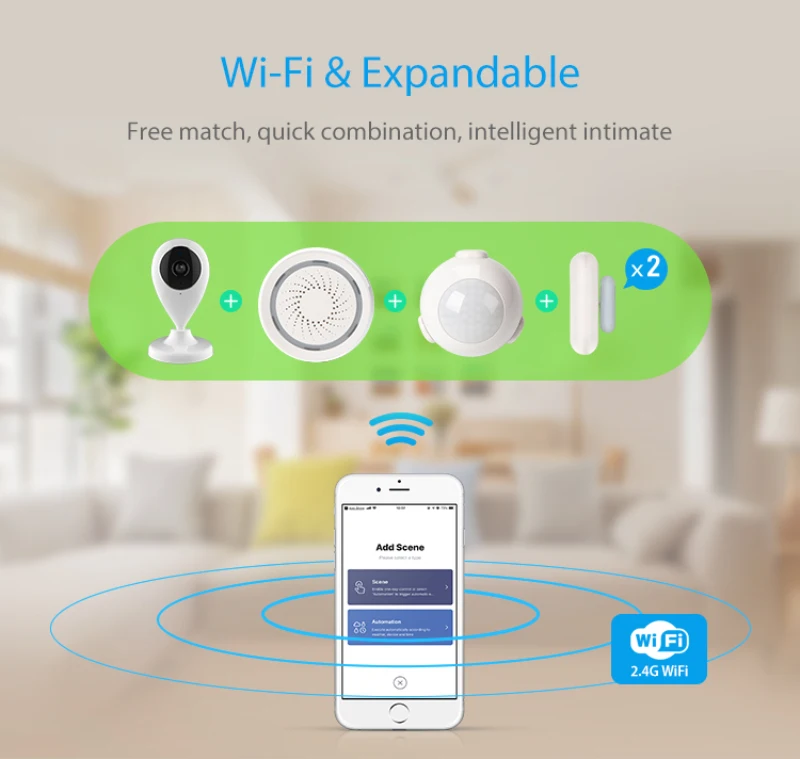 Беспроводная Wi-Fi сигнализация Android IOS APP управление домашняя система охранной сигнализации с PIR датчиком движения ip-камера сигнализация наклейка