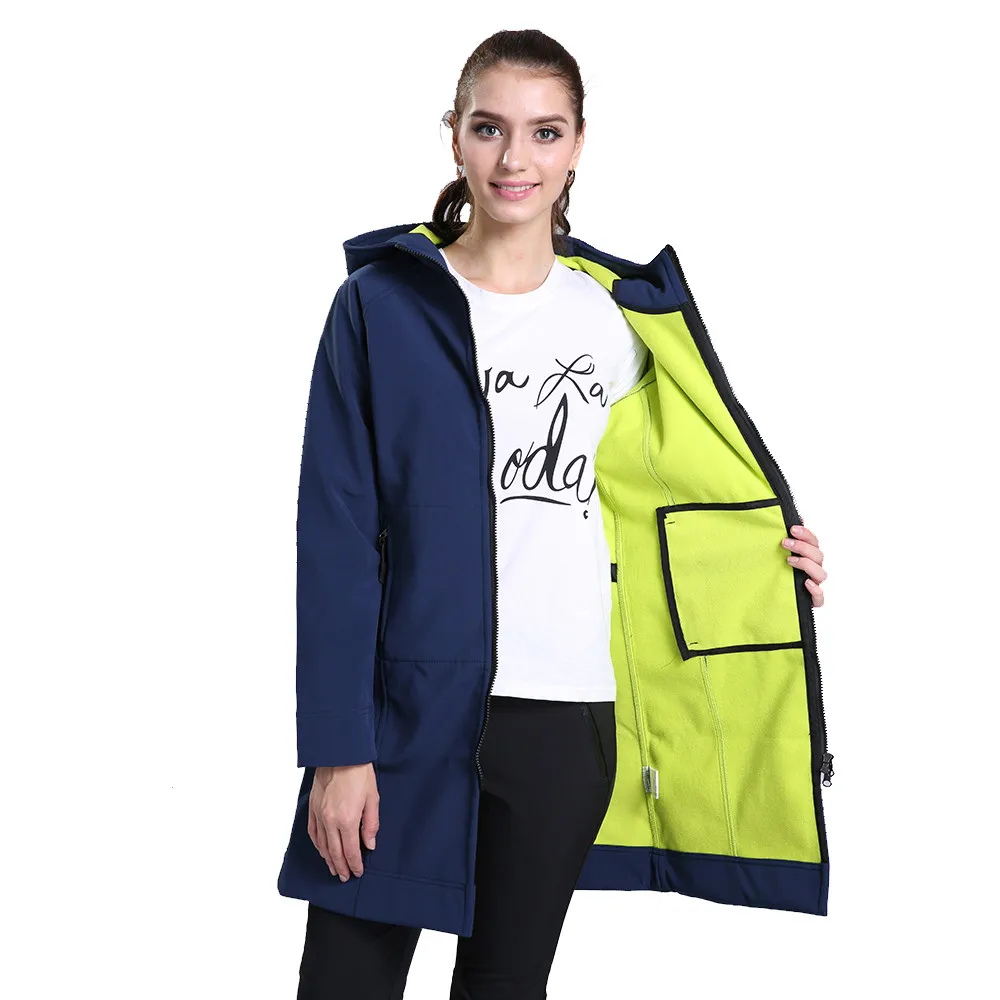 2017 женское осеннее длинное пальто из флиса с капюшоном для походов куртка