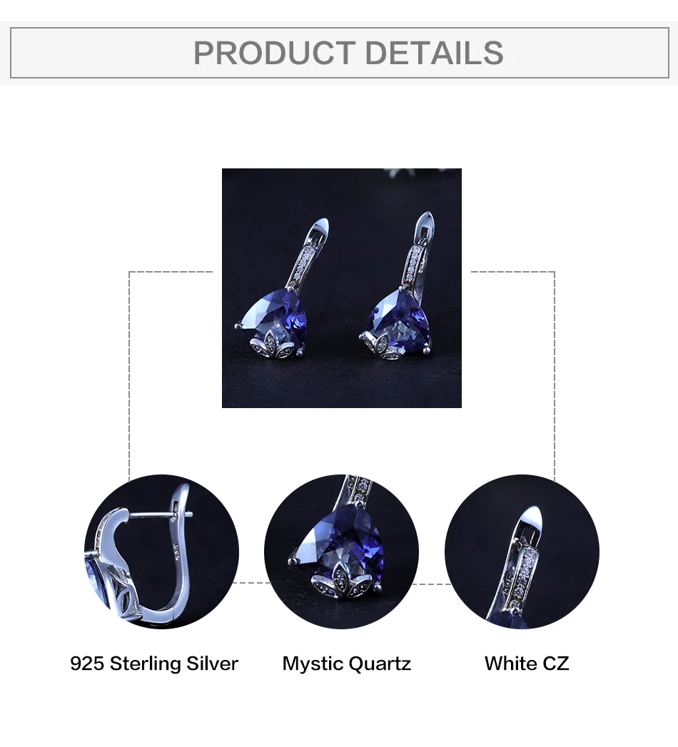 GEM'S BALLET 6.10Ct натуральный иолит Синий Мистический Кварц серьги 925 пробы серебряные треугольные серьги-гвоздики для женщин хорошее ювелирное изделие