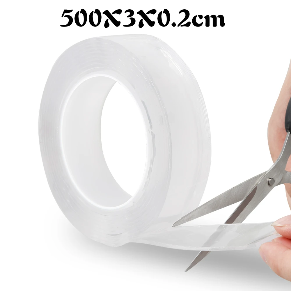 500X3X0.2cm Многофункциональная Двухсторонняя клейкая нано-лента бесследная моющаяся Съемная клейкая лента домашний уличный гелевый стикер на ручку домашний инструмент - Цвет: 500X3X0.2cm