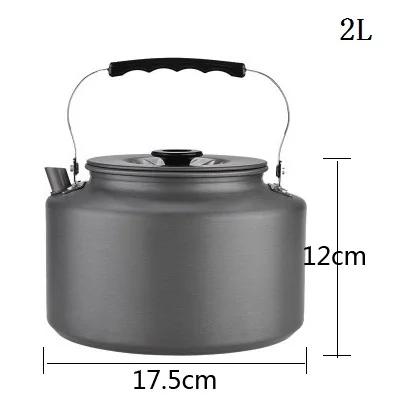 2L 0.8L/1.2L/1.6L/2L портативный дорожный чайник для воды, котел, Каттер, кофе, чайник для походов, кемпинга, парка, алюминий, Ультралегкая посуда для напитков - Цвет: 2L