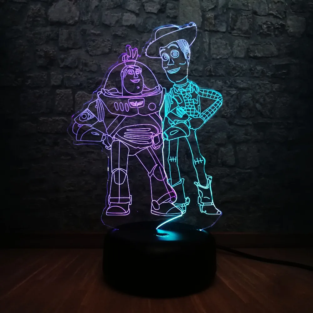 Игрушка история Базз светильник год Вуди 3D светодиодный 7 смешанных цветов Декор