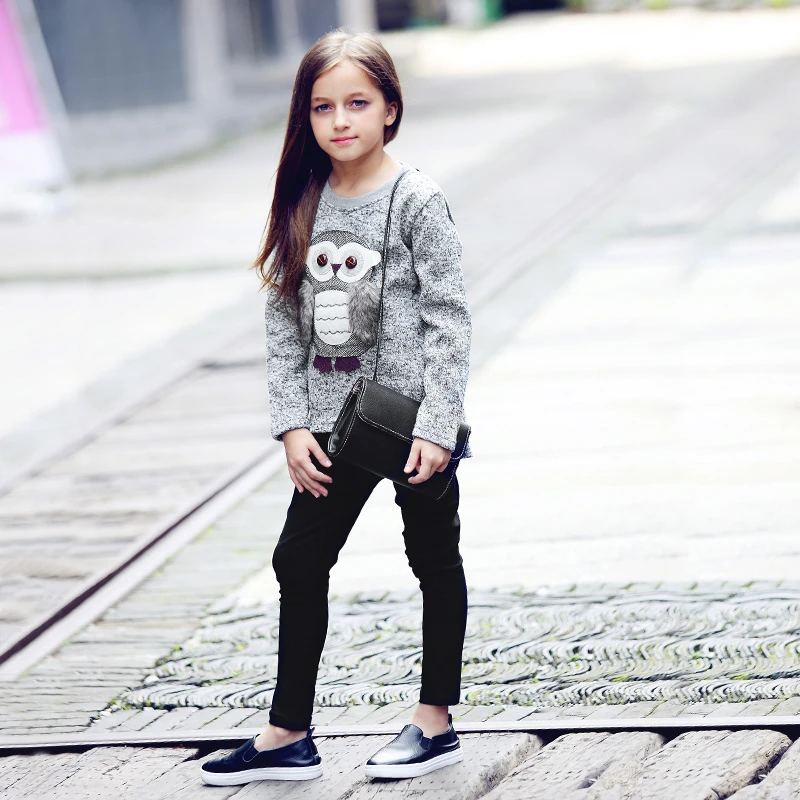 Girls T-shirts Autumn 2020 Teenage Sweater Children's Owl Knitting Monsoon T shirt Baby Clothing Winter Cold | Детская одежда и