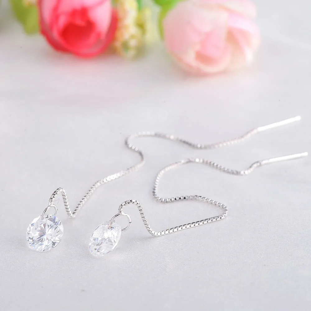 LZESHINE Новые длинные модные серьги с круглыми 8 мм 5.0ct AAA кубическим цирконием