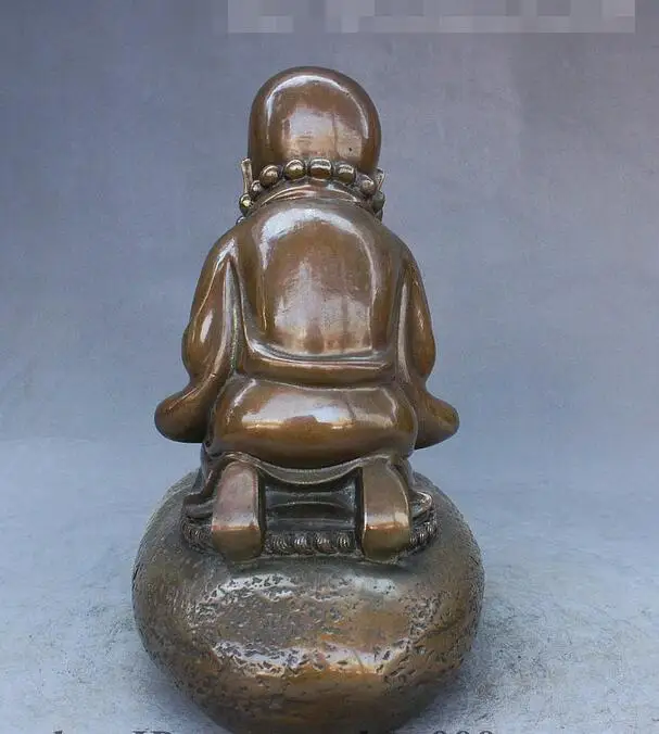 Китайский буддийский из бронзы резные Резы Xin Xiang Shi Cheng деревянная рыба Бонзе