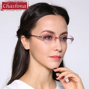 Бренд Chashma, модные женские очки из сплава, оправа для очков без оправы, женские цветные линзы, очки со стразами