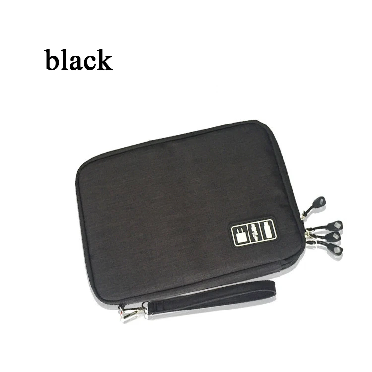 Black Водонепроницаемый 2 слоя USB кабель сумка для хранения электронный органайзер цифровой гаджет Чехол для мобильного телефона зарядное устройство держатель - Цвет: Black