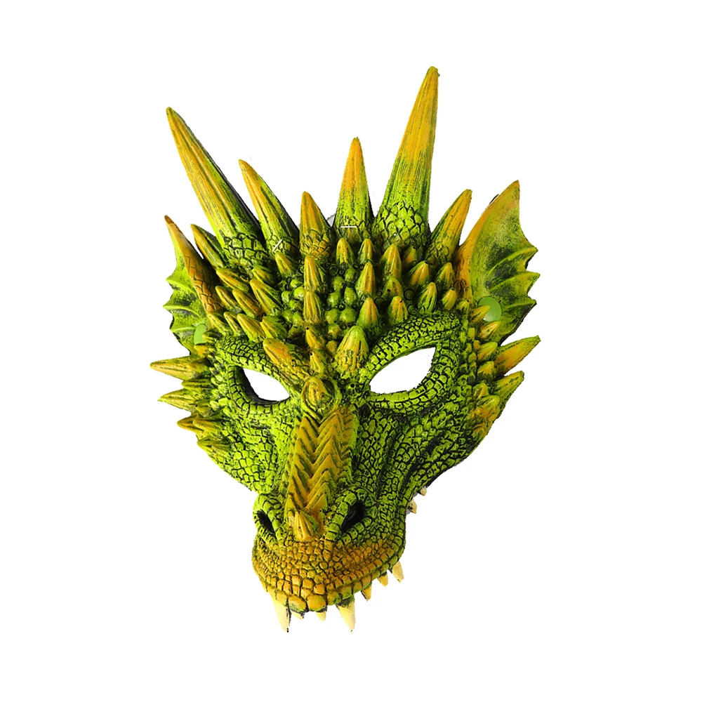 Зеленый Mardi Gras 3D PU вспененное животное Лун китайский дракон Хэллоуин Карнавал Вечеринка Рождественский костюм косплей маска для мужчин и женщин - Цвет: Зеленый