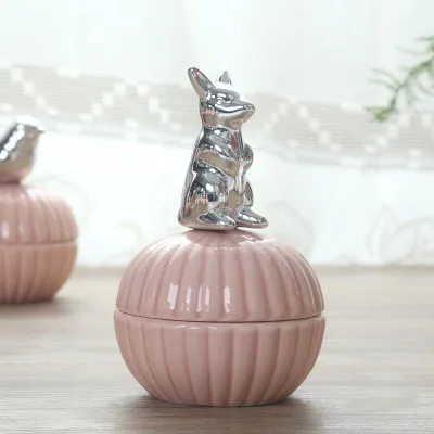 Розовые керамические коробки для ювелирных изделий с милыми животными, коробка для свадебного кольца с кристаллом, держатель для сережек, коробка для хранения ювелирных изделий, подарочные изделия