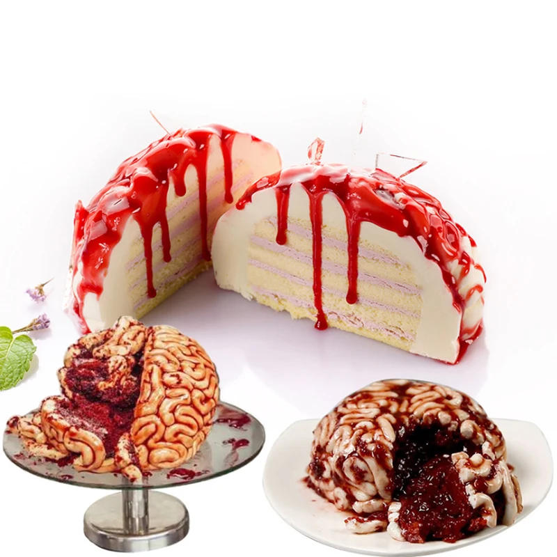 8-дюймовая Веселая подставка в форме мозга для выпечки силиконовая Хэллоуина |