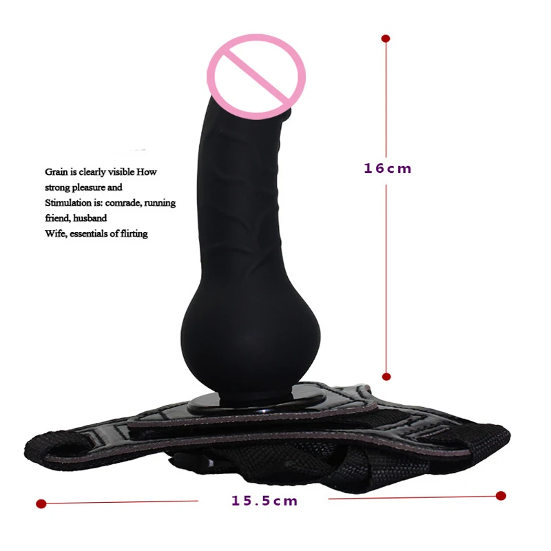 Черный силиконовый фаллоимитатор на ремешке огромный Искусственный Мужской