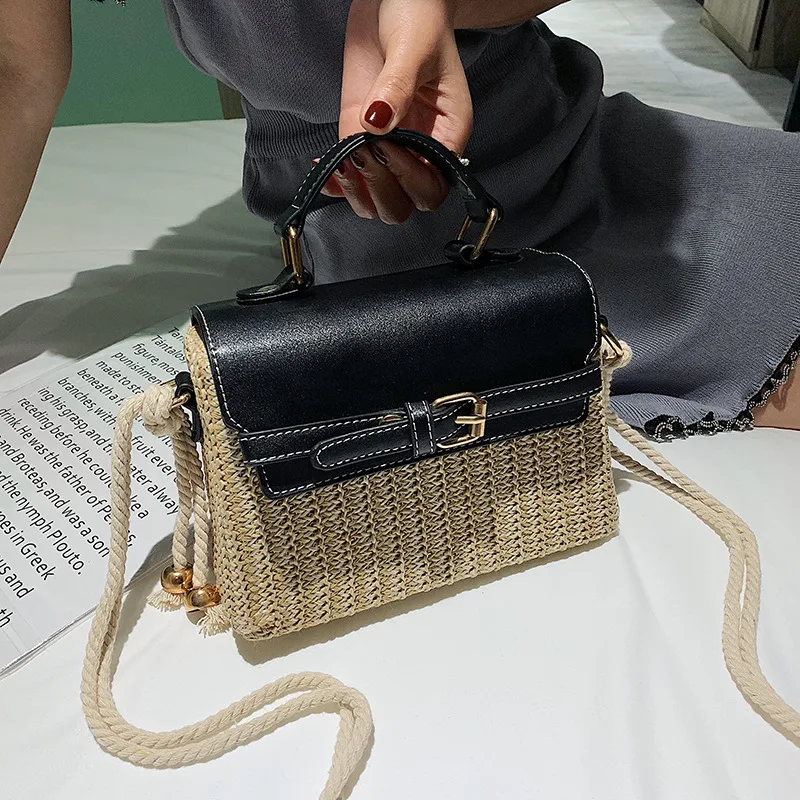 2019 винтажная простая Плетеная соломенная сумка из ротанга женская модная