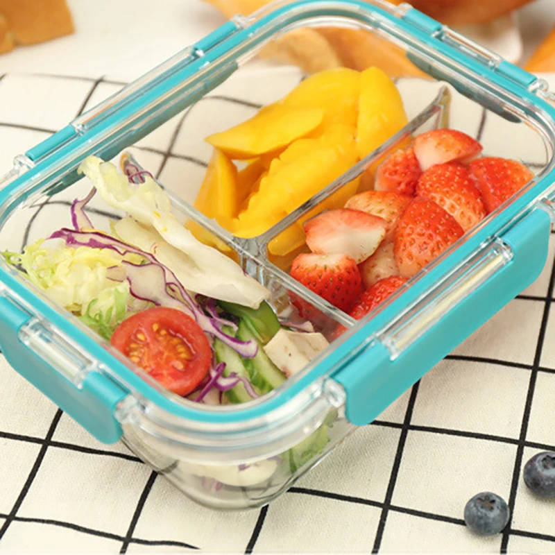 Healthy Borosilicate Glass Detachable Lock Lunch Box Microwave Bento Leakproof Food Container School for Kids | Дом и сад