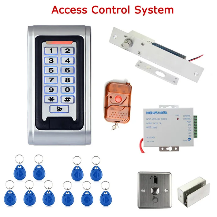 

Door Access Control Controller Security System Kit Rfid Card Password Keypad Remote Control Electric Door Lock Exit Button