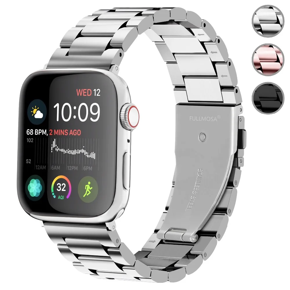 Ремешок из нержавеющей стали для Apple Watch 38 мм 42 40 44 металлический браслет с
