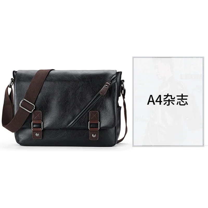Brand fashion pu leather mans bag vintage zipper men messenger bags casual shoulder crossbody bag for male free shipping