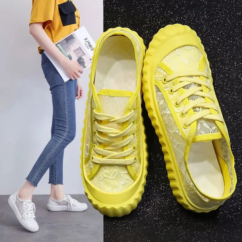 TOSJC/сезон весна-лето кружевные дышащие кроссовки женская обувь цвет желтый