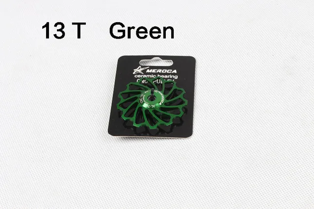 13T green Керамика s велосипед задний переключатель руководство колесный керамический подшипник ЧПУ шкив дорожный велосипед направляющий ролик 11 13 лет велосипед Запчасти - Цвет: 13T green