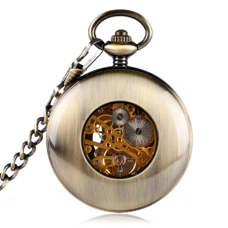 Карманные часы-скелетоны в стиле ретро с деревянным кругом мужские женские