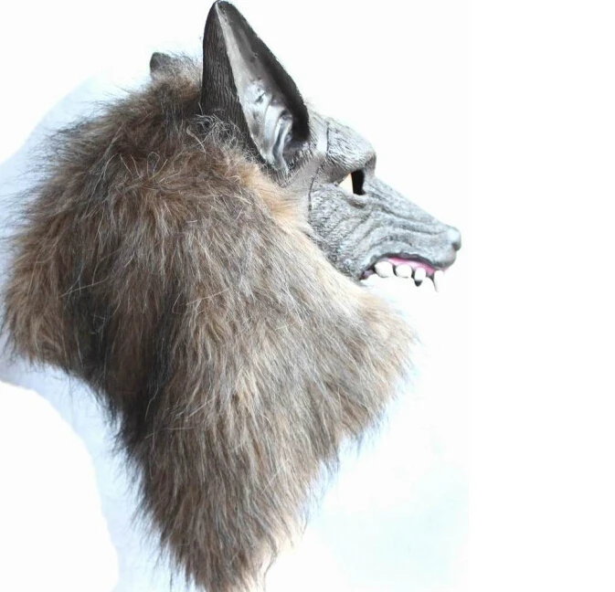 Halloween Creepy Animal Head Grey Werewolf Wolf Mask Fur Masquerade Masks props Cosplay Costume Toys carnaval mask horror latex | Дом и сад