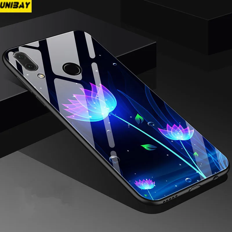 unibay Huawei nova3 Tempered glass back Cover 9h anti-explode huawei nova 3 case hard anti-Scratch Patterned Popular cover |
