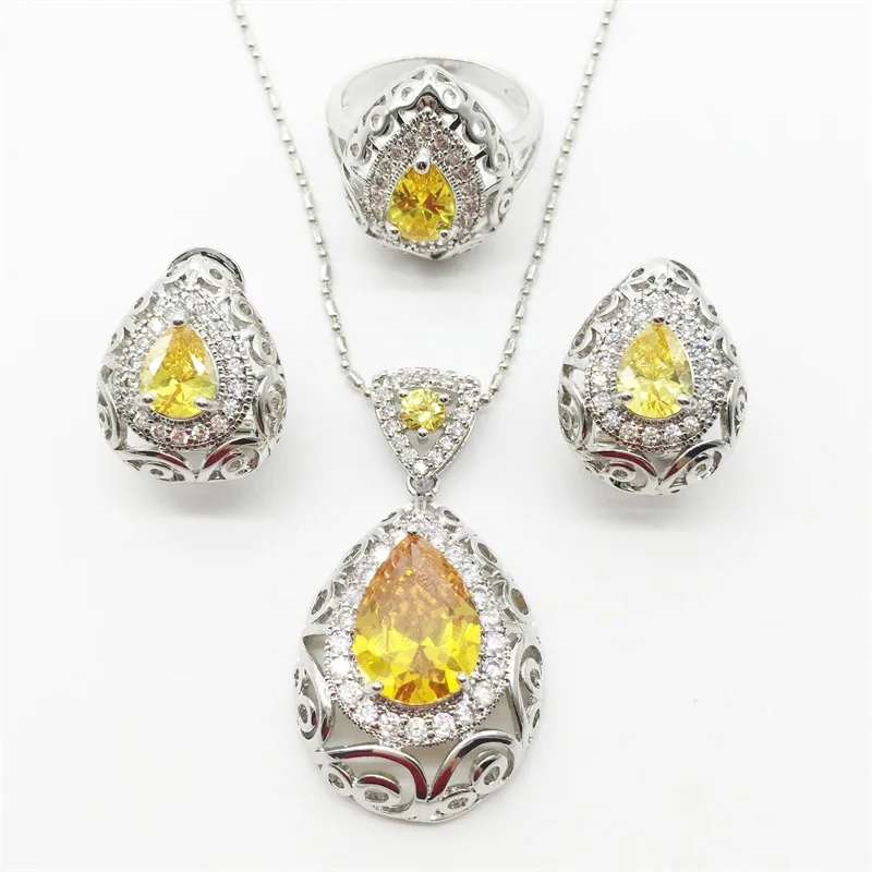 Полые сердца 925 стерлингового серебра Свадебная искусственная кожа набор