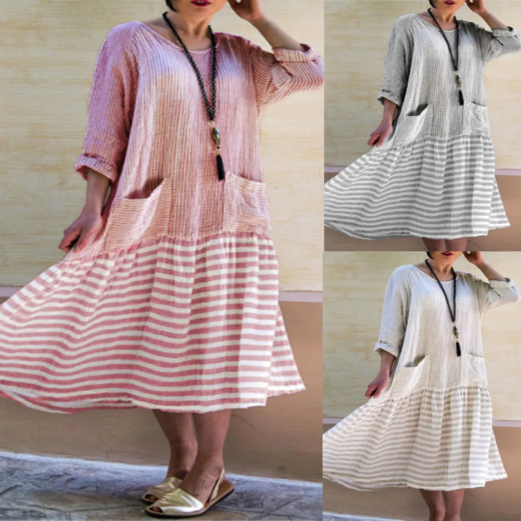 2019 плюс размер повседневное женское летнее платье модное с круглым вырезом в