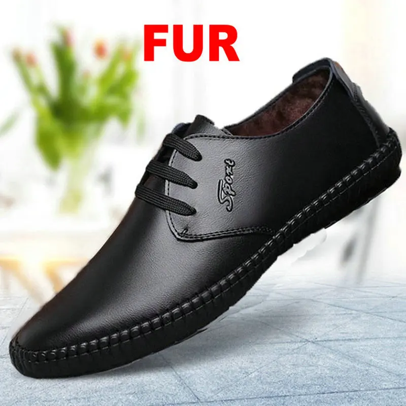 Male winter keep warm with fur Formal Office Business Oxfords shoes Men Fashion flats super soft Men's Casual Shoes OO-8888 | Обувь