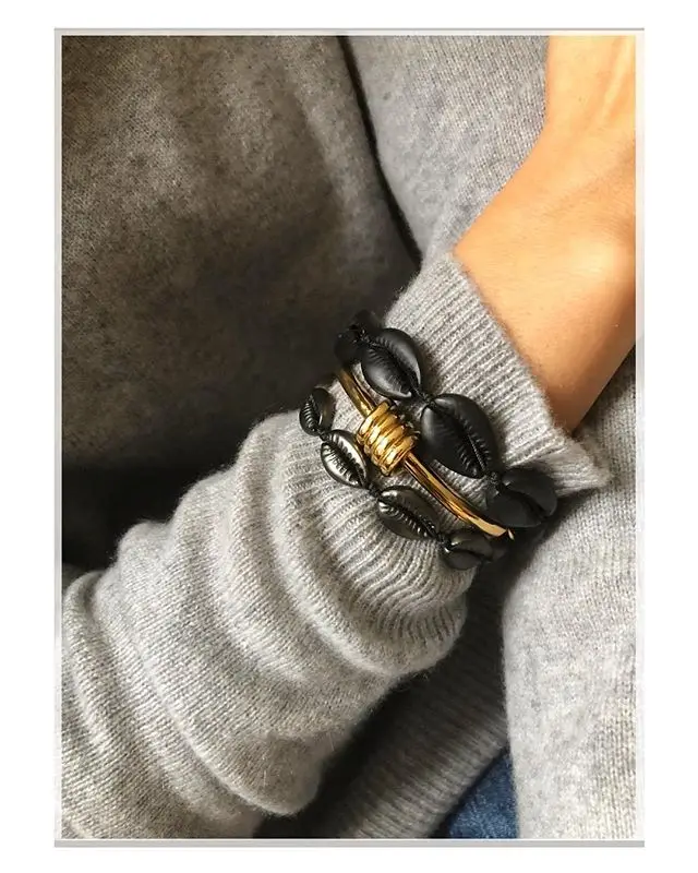 Черный металлический мужской браслет Concha bijoux женский pulseira feminina Cowry ювелирный