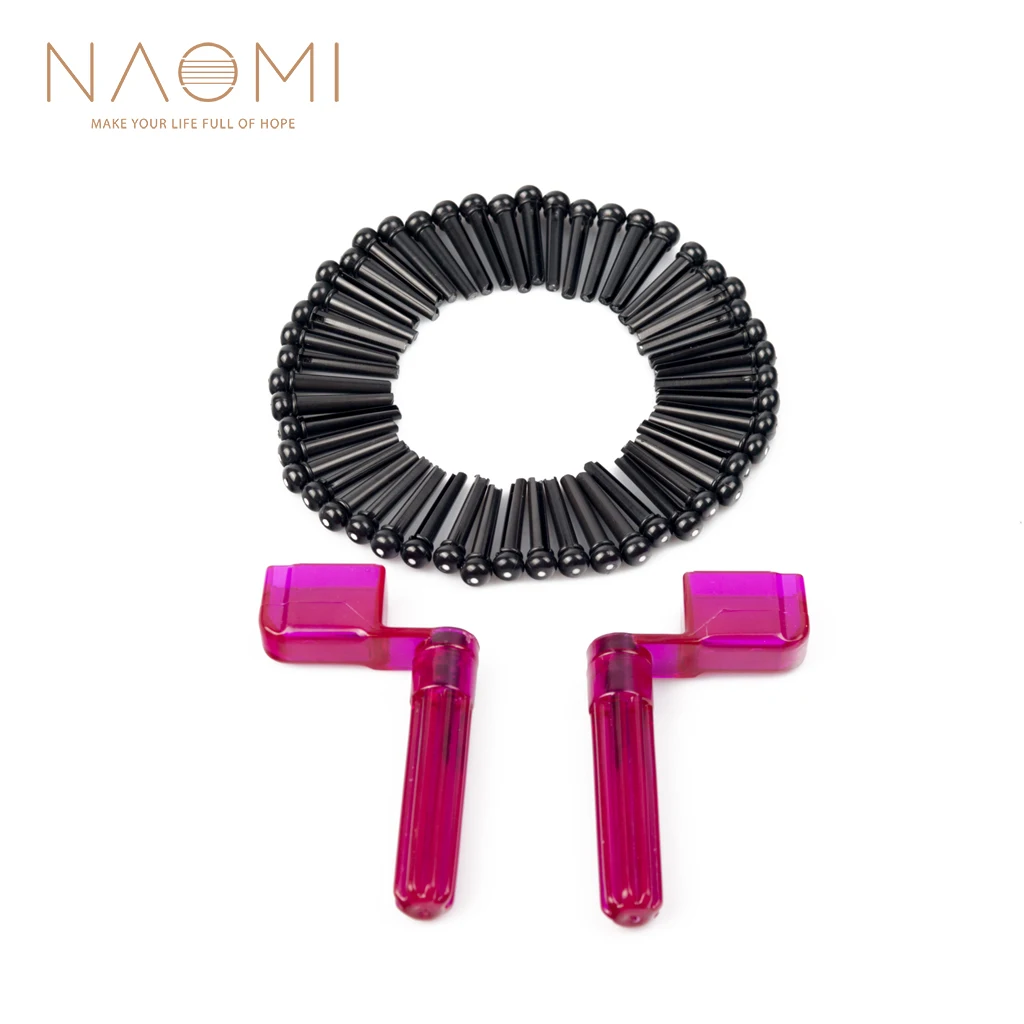 NAOMI 50 шт. акустические гитарные штифты + 2 веревочные для гитары мостовые