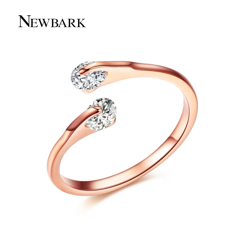 Newbark 0.25ct открытым Кольца двойной Круглый CZ стразами Напряжение Установка розовое