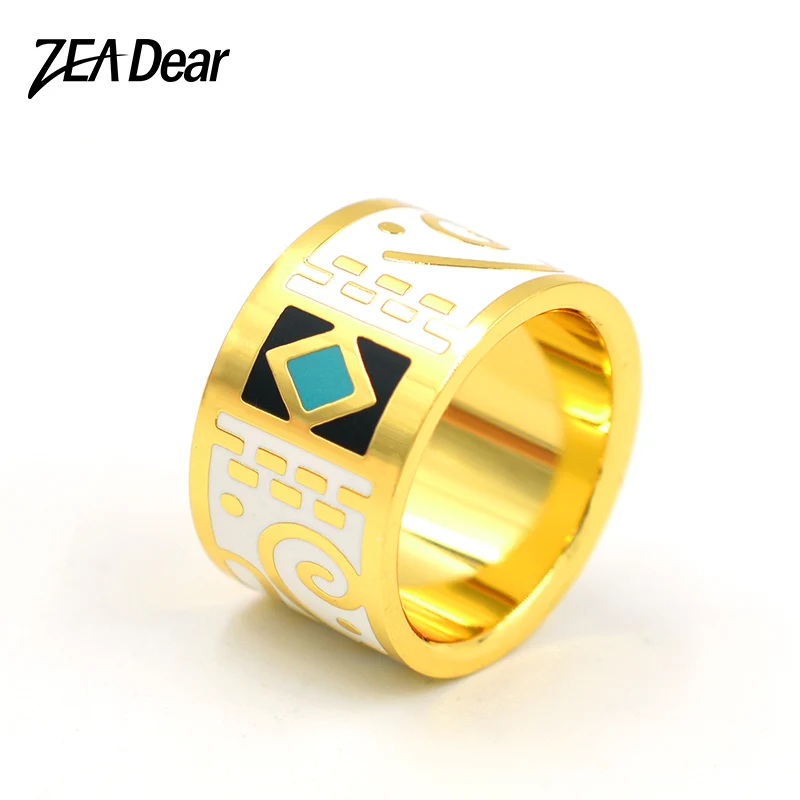 

ZEA Dear Jewelry Stainless Steel Big Rings Exquisite Enamel Jewelry For Women Dubai Rings Round Ring For Engagement Jewelry Gift