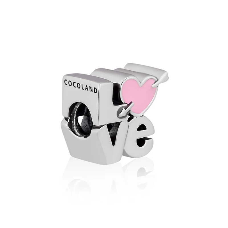

Fits Pandora Charms Bracelets Pink Love Beads 100% 925 Sterling-Silver-Jewelry Free Shipping DIY Making