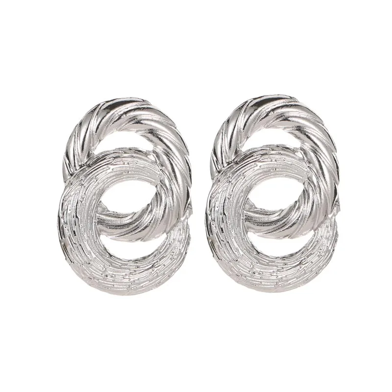 Женские Висячие серьги Twist Number Eight с двумя полыми кругами из сплава золотым и