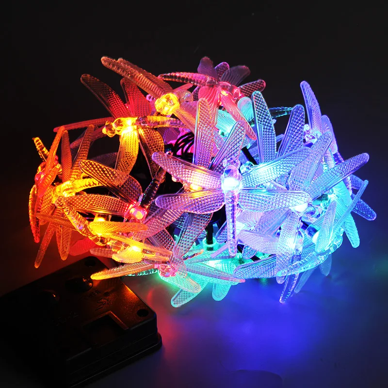16ft Солнечный Мощность 30 светодиодов Стрекоза Фея огни строки для патио дворе