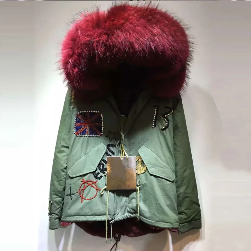 

New Arrival England beading winter elegant coat,red big collar women Britain beading jacket