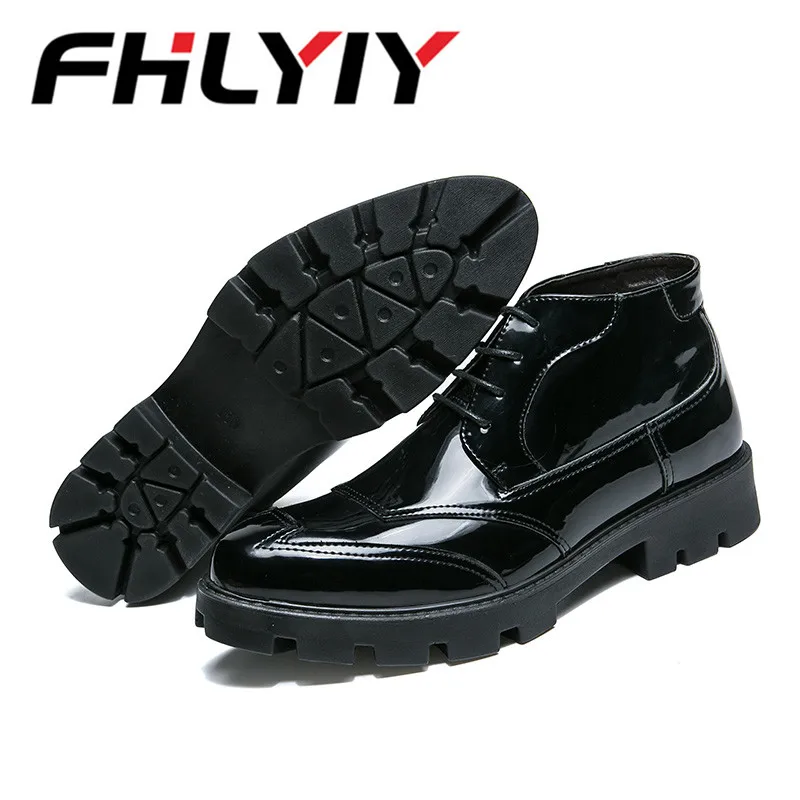 Brand Men Leather Boots Fashion Luxury Patent Ankle Shoes For Autumn Best Selling Office Working | Обувь