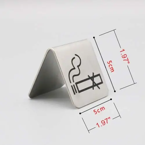3 PC stainless steel no smoking sign tent card to do restaurant hotel smoke-free icon table logo pattern description (small) | Дом и сад