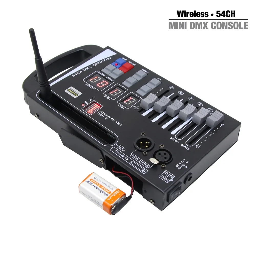Wireless DMX Controller With Wireless Dmx512 Transmitter With 9V Battery Powered or 12V DC
