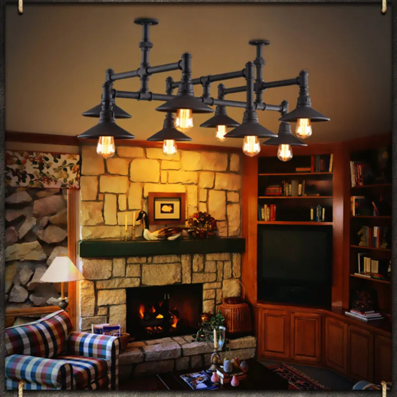 Goede Industriële Waterleiding LED Hanglamp Woonkamer Creatieve Amerikaanse Land Smeedijzeren Restaurant Bar Tafel Retro LED Lamp
