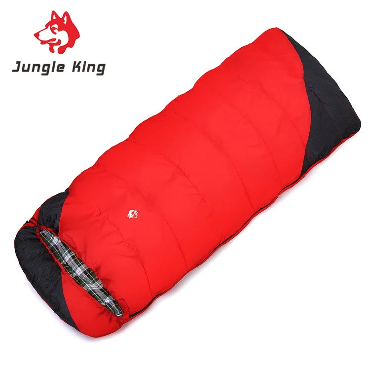 Jungle King  new camping winter outdoor hiking  camping sleeping bag cold envelope widening and thickening --18 wholesale 2.4kg