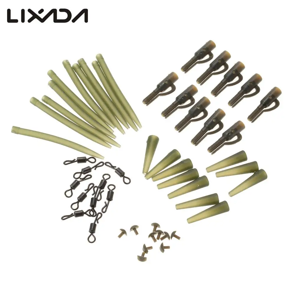 Lixada 50 шт./компл. терминал Карп рыболовные снасти безопасности свинцовые зажимы шпильки хвост резиновые трубки анти клубок рукава Вращающийся шарнир
